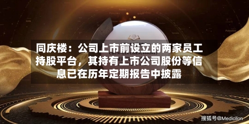 同庆楼：公司上市前设立的两家员工持股平台，其持有上市公司股份等信息已在历年定期报告中披露-第3张图片